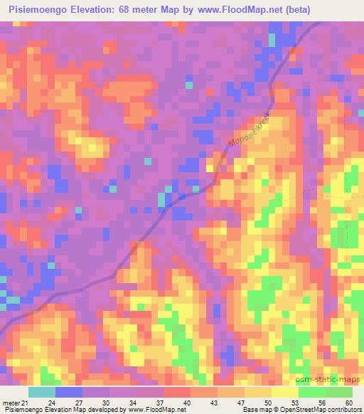 Pisiemoengo,Suriname Elevation Map