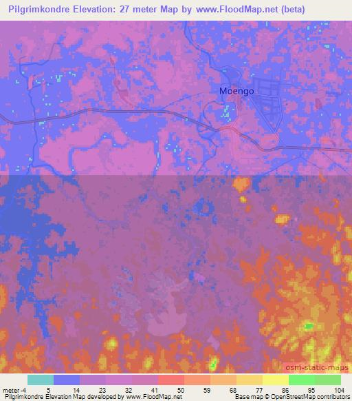 Pilgrimkondre,Suriname Elevation Map