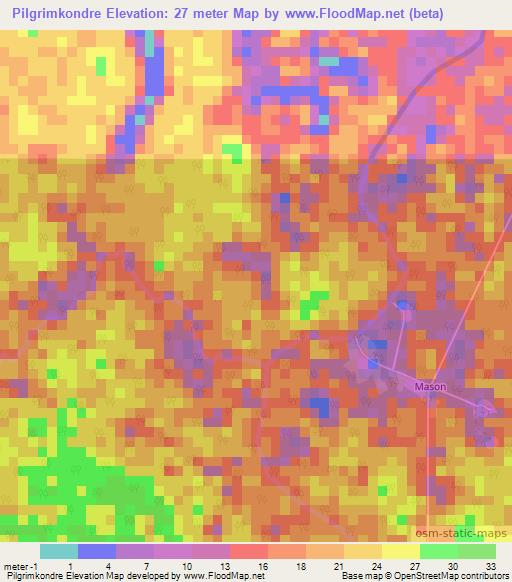 Pilgrimkondre,Suriname Elevation Map