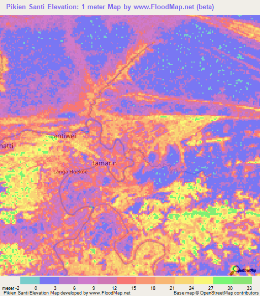 Pikien Santi,Suriname Elevation Map