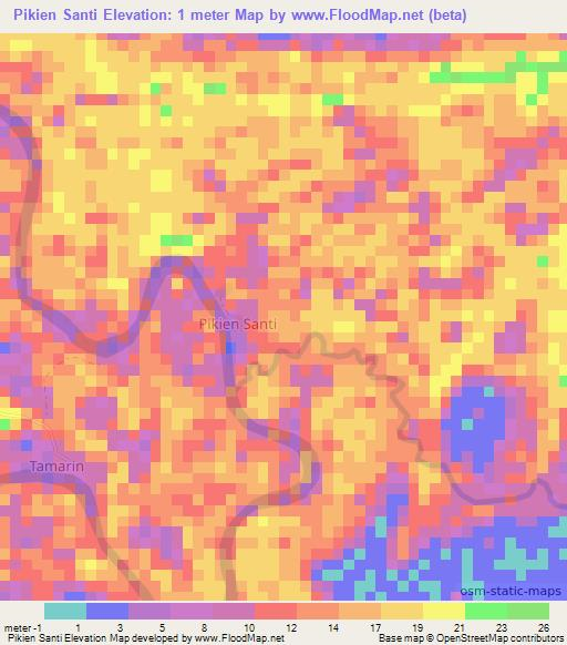 Pikien Santi,Suriname Elevation Map