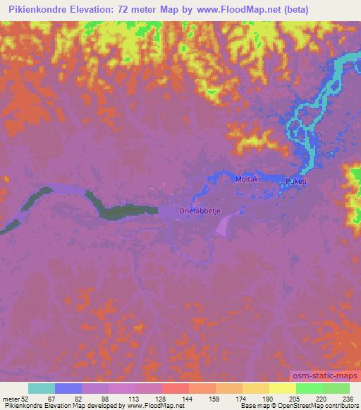 Pikienkondre,Suriname Elevation Map