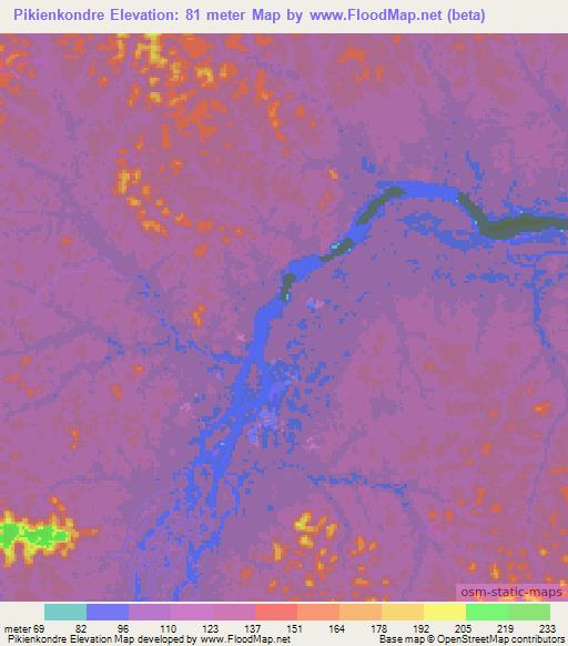 Pikienkondre,Suriname Elevation Map