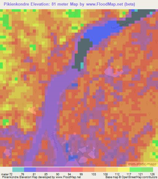 Pikienkondre,Suriname Elevation Map