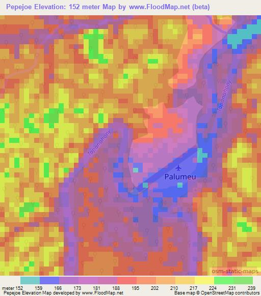 Pepejoe,Suriname Elevation Map