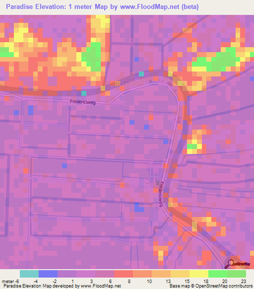 Paradise,Suriname Elevation Map