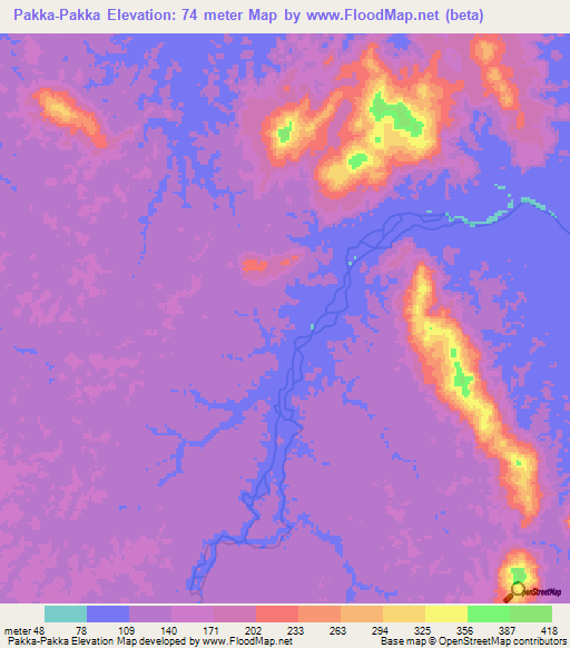 Pakka-Pakka,Suriname Elevation Map