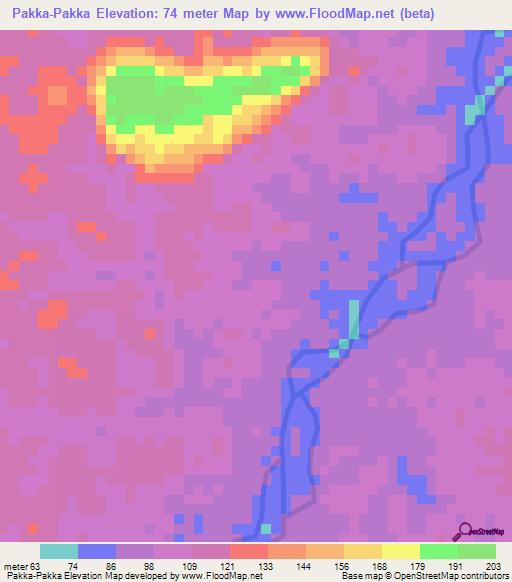 Pakka-Pakka,Suriname Elevation Map