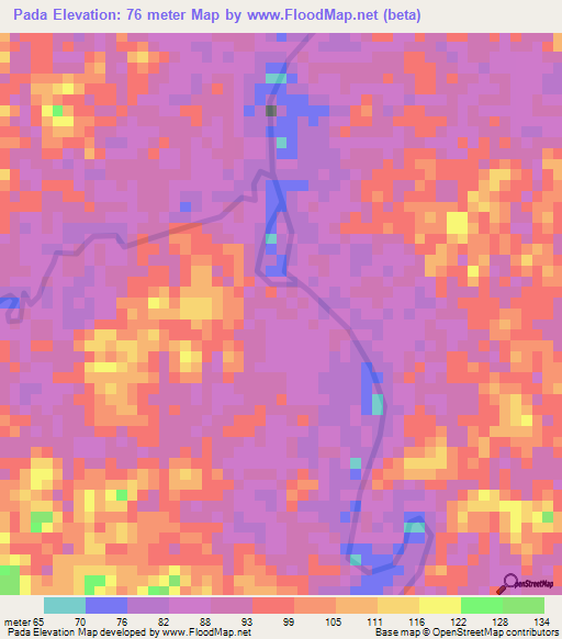 Pada,Suriname Elevation Map