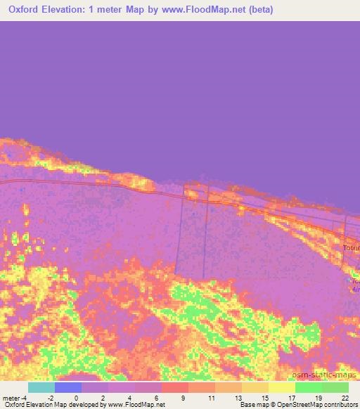 Oxford,Suriname Elevation Map