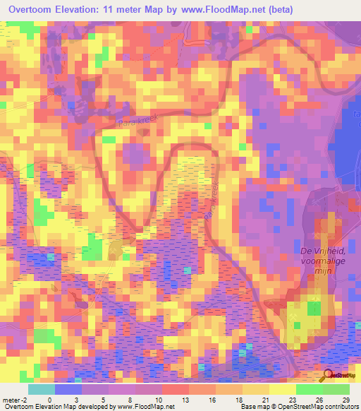 Overtoom,Suriname Elevation Map