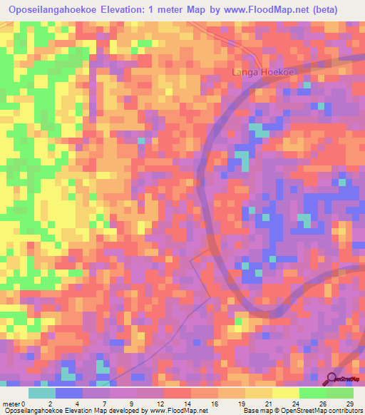 Oposeilangahoekoe,Suriname Elevation Map