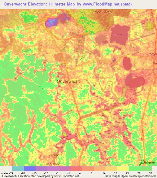 Onverwacht,Suriname Elevation Map