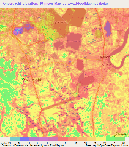 Onverdacht,Suriname Elevation Map