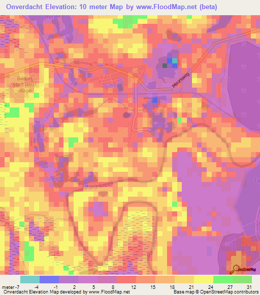 Onverdacht,Suriname Elevation Map