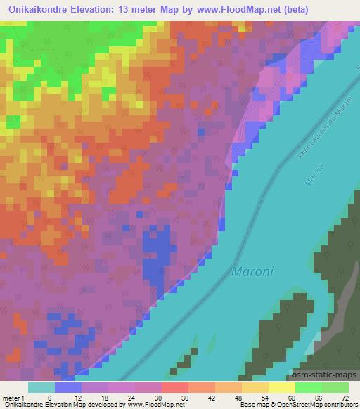 Onikaikondre,Suriname Elevation Map