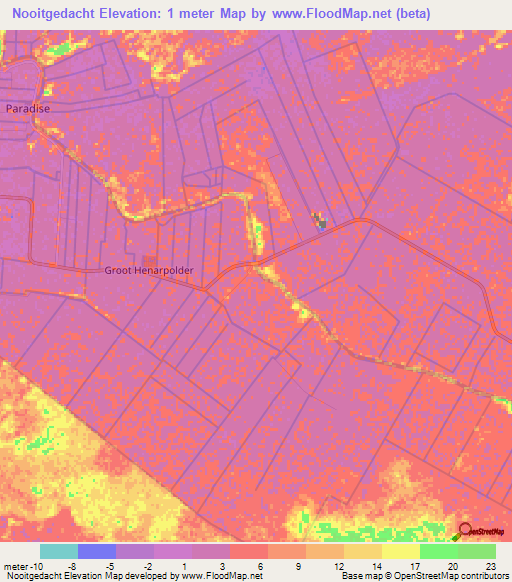 Nooitgedacht,Suriname Elevation Map