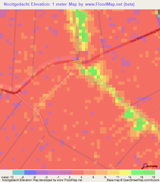 Nooitgedacht,Suriname Elevation Map