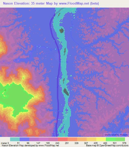 Nason,Suriname Elevation Map