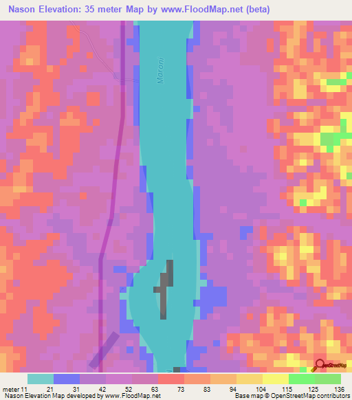 Nason,Suriname Elevation Map