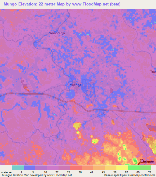 Mungo,Suriname Elevation Map