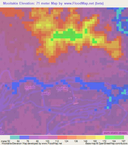 Mooitakie,Suriname Elevation Map