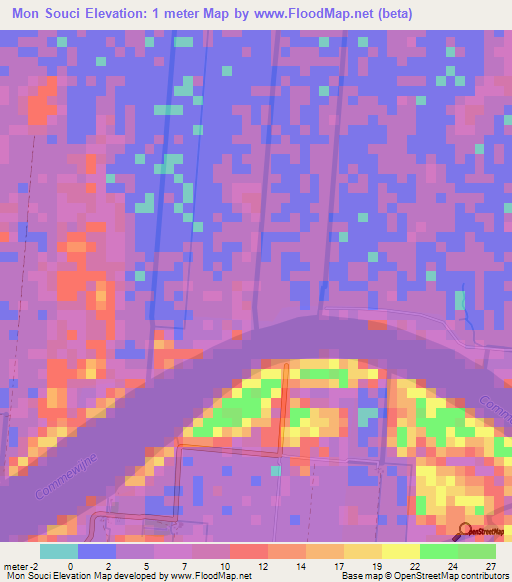 Mon Souci,Suriname Elevation Map