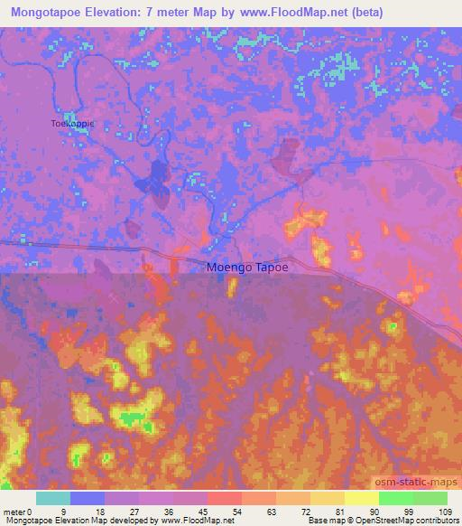 Mongotapoe,Suriname Elevation Map