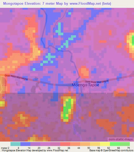 Mongotapoe,Suriname Elevation Map