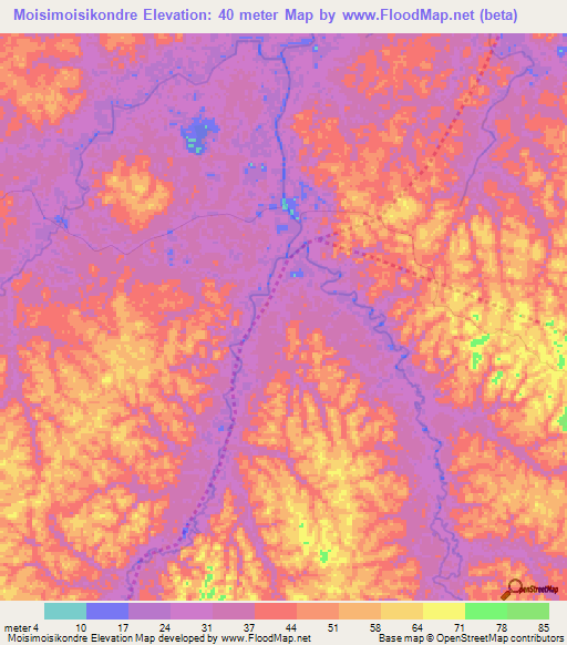 Moisimoisikondre,Suriname Elevation Map