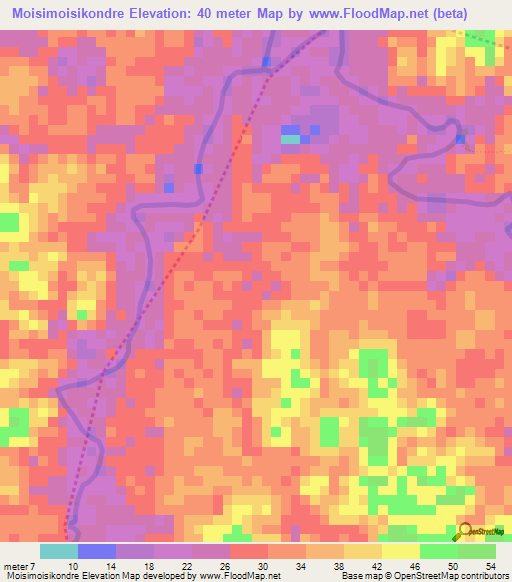 Moisimoisikondre,Suriname Elevation Map