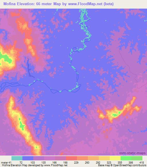 Mofina,Suriname Elevation Map