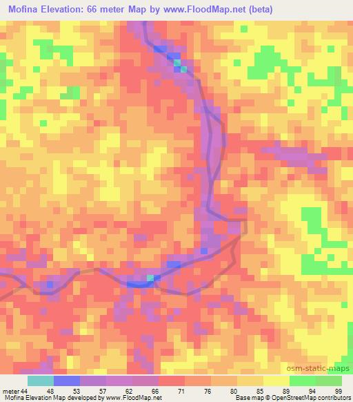 Mofina,Suriname Elevation Map