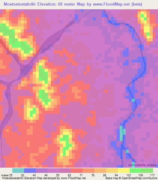 Moetoetoetabriki,Suriname Elevation Map