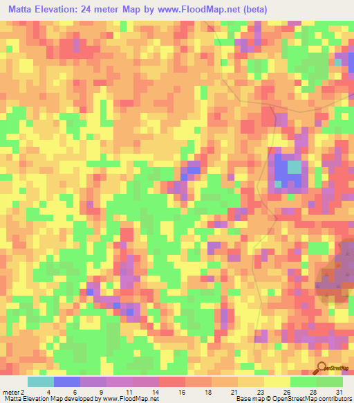 Matta,Suriname Elevation Map