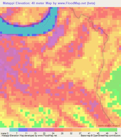 Matappi,Suriname Elevation Map