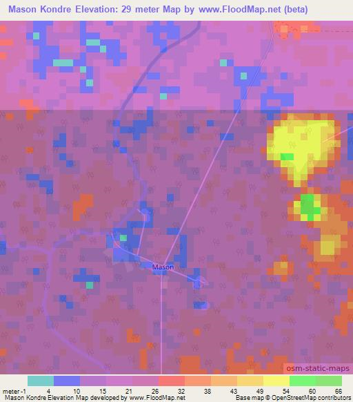 Mason Kondre,Suriname Elevation Map