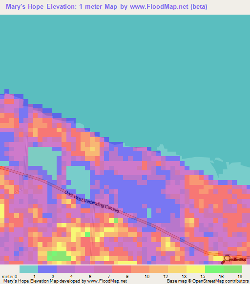 Mary's Hope,Suriname Elevation Map