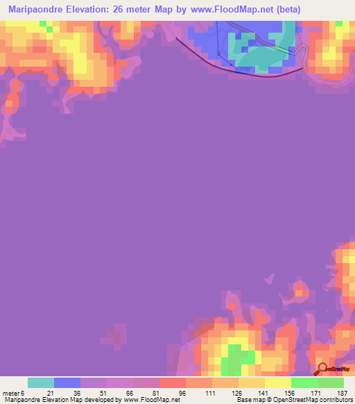 Maripaondre,Suriname Elevation Map