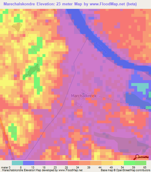 Marechalskondre,Suriname Elevation Map