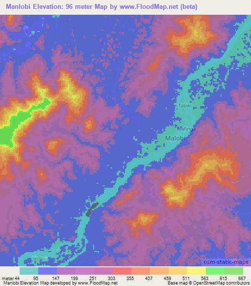 Manlobi,Suriname Elevation Map