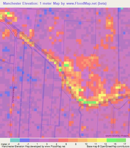 Manchester,Suriname Elevation Map