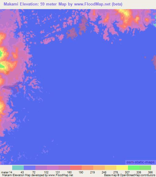 Makami,Suriname Elevation Map