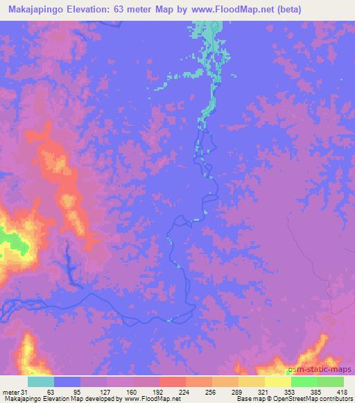 Makajapingo,Suriname Elevation Map