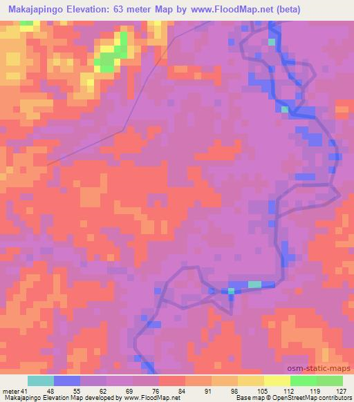 Makajapingo,Suriname Elevation Map