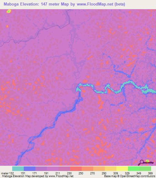 Maboga,Suriname Elevation Map