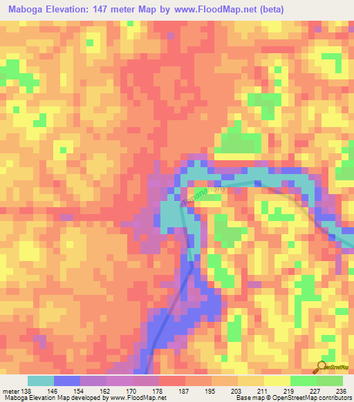 Maboga,Suriname Elevation Map