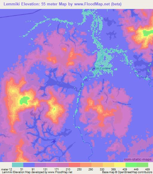 Lemmiki,Suriname Elevation Map