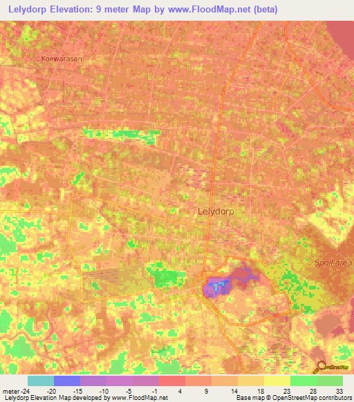 Lelydorp,Suriname Elevation Map