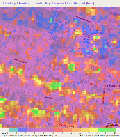 Lelydorp,Suriname Elevation Map